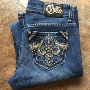 Cello Bootcut Jeans with Sparkle Pockets Sz 5 33”L